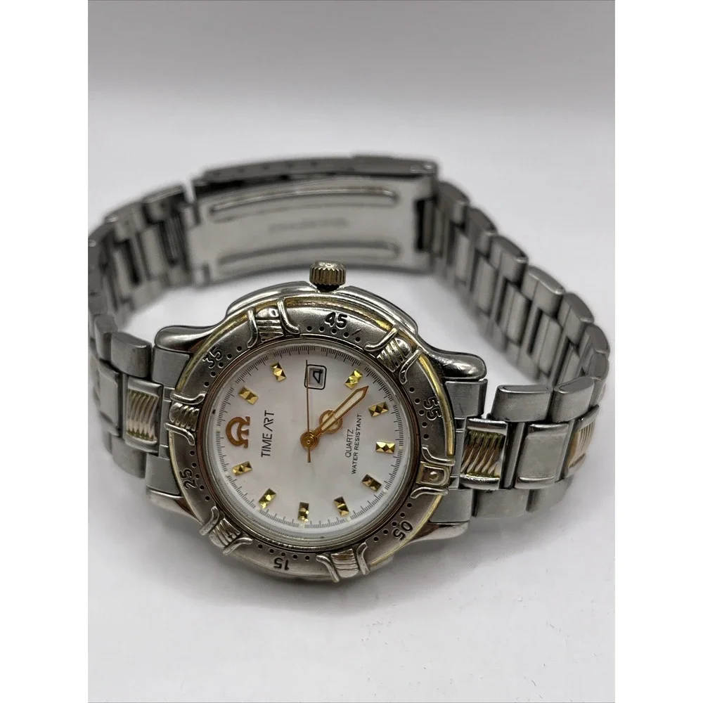 Rare Time Art Men's Quartz Watch Rotating Bezel 33mm Case 7.5